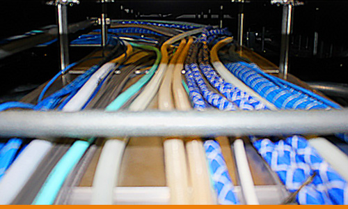 Cables under the floor in a data center