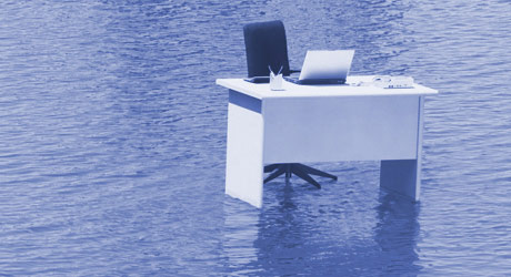 Disaster-recovery-desk-in-water