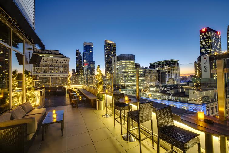 The Monarch Rooftop Lounge overlooking Manhattan